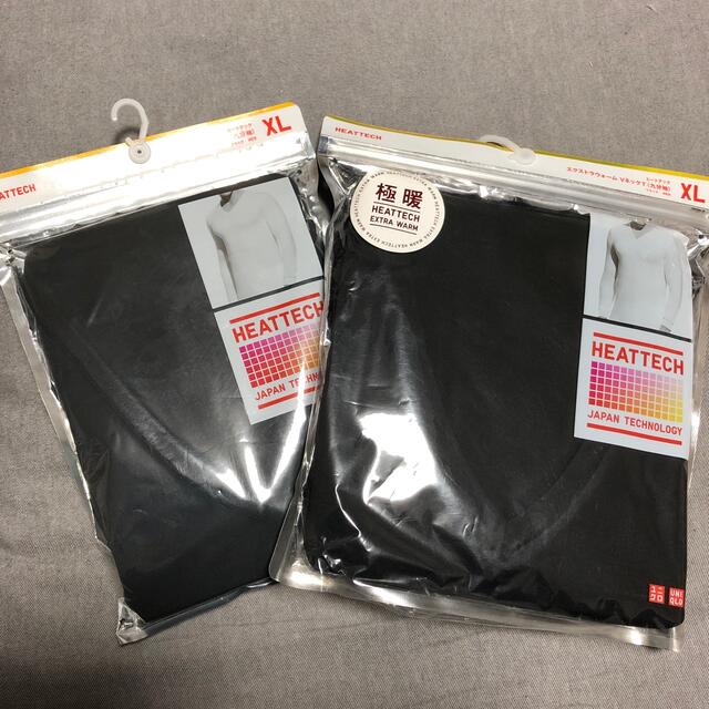 UNIQLO(ユニクロ)のユニクロ　ヒートテック & 極暖　Vネック　九分袖　XL メンズのトップス(Tシャツ/カットソー(七分/長袖))の商品写真