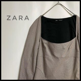 ザラ(ZARA)のZARA グレンチェック　秋冬ワンピース　チュニック　フレアシルエット　長袖(ひざ丈ワンピース)