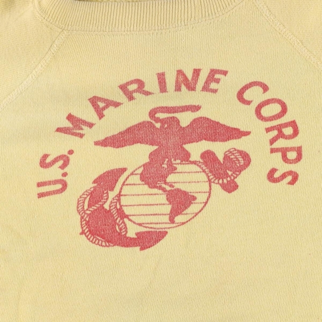 古着 60年代 UNKNOWN U.S.MARINE CORPS アメリカ海兵隊 ステンシル入り 染み込みプリント カットオフ 半袖 ロゴスウェット  トレーナー レディースL ヴィンテージ /evb001410