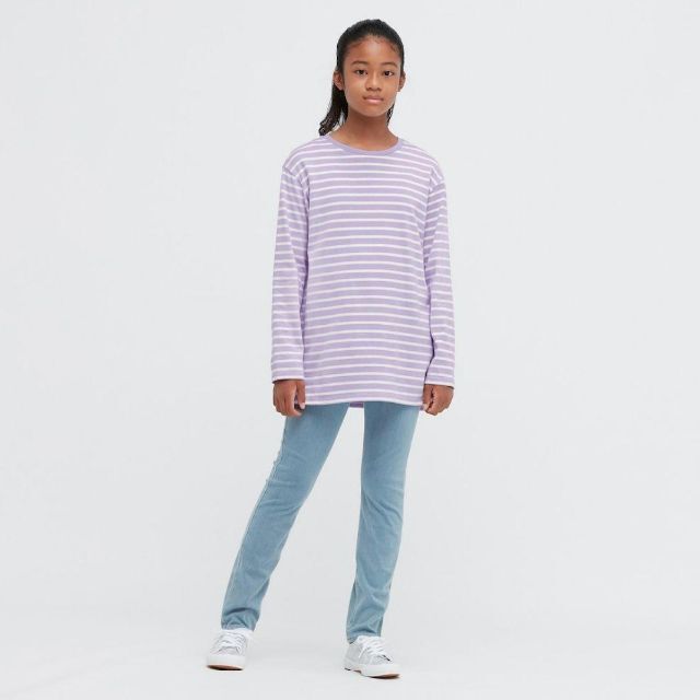 UNIQLO(ユニクロ)の未使用 ユニクロ ボーダー チュニック Tシャツ 140 長袖 2枚 まとめ売り キッズ/ベビー/マタニティのキッズ服女の子用(90cm~)(Tシャツ/カットソー)の商品写真