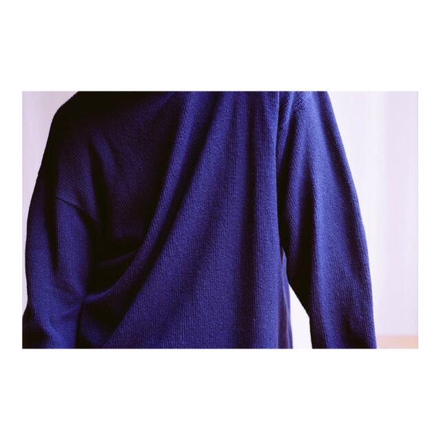 COMOLI 21AW ラムズウールガンジーネックニット Blueニット/セーター