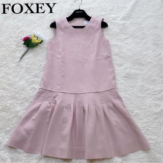 フォクシー(FOXEY)の【高級】FOXEY  ワンピースドレス　フレンチローズ　40(ひざ丈ワンピース)