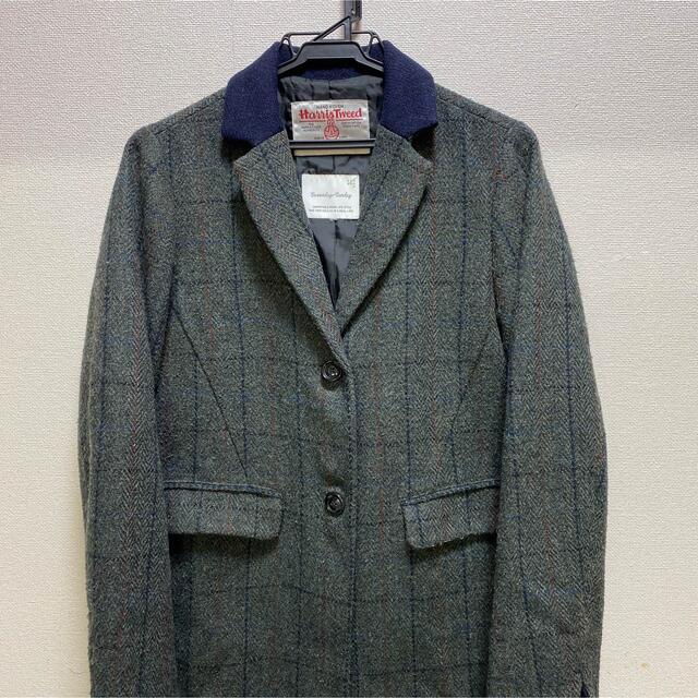 Harris Tweed(ハリスツイード)のHarris Tweed ハリスツイード ウール混 ジャケット ミドル丈 コート レディースのジャケット/アウター(テーラードジャケット)の商品写真