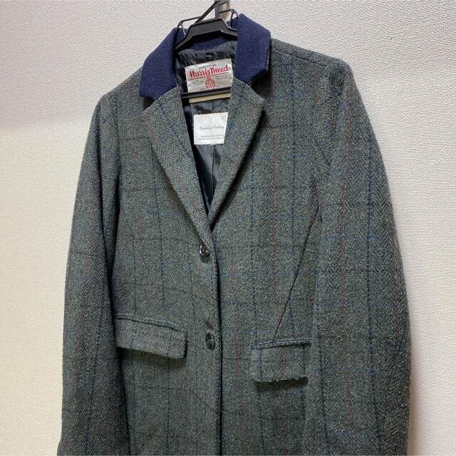 Harris Tweed(ハリスツイード)のHarris Tweed ハリスツイード ウール混 ジャケット ミドル丈 コート レディースのジャケット/アウター(テーラードジャケット)の商品写真