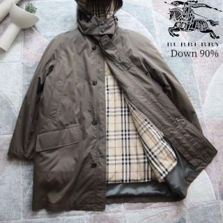 バーバリー(BURBERRY)のバーバリーロンドン　ロングコート　ダウンインナー付き　ノバチェック　M　フード(ダウンコート)