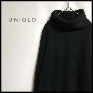 ユニクロ(UNIQLO)のUNIQLO ロングニットセーター　タートルネック　チュニック　ワンピース　黒(ニット/セーター)