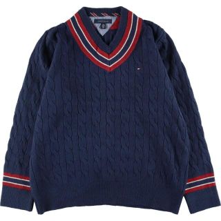 トミーヒルフィガー(TOMMY HILFIGER)の古着 トミーヒルフィガー TOMMY HILFIGER チルデンニットセーター メンズXL /eaa284772(ニット/セーター)