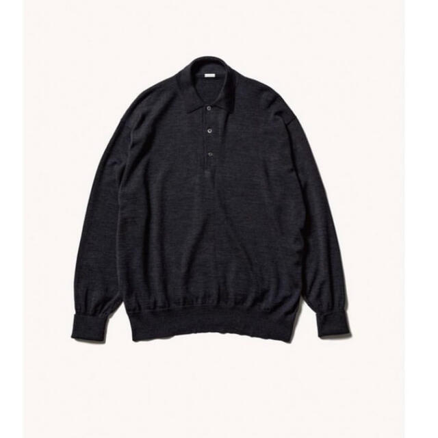 22aw a.presse L/S Knit Polo Shirt Navy 2