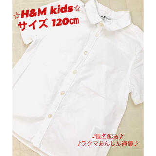 エイチアンドエム(H&M)のH&M kids 120㎝ 半袖白 シャツ (Tシャツ/カットソー)