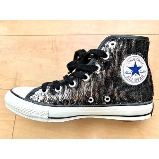 コンバース(CONVERSE)の値下げ コンバース スパンコール ハイカットスニーカー 24シルバー✕黒(スニーカー)