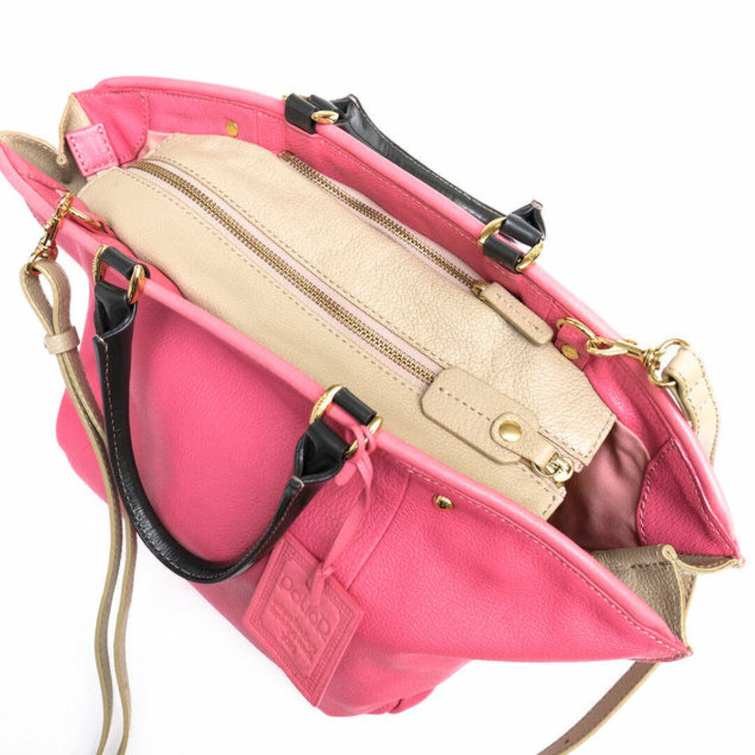 PotioR(ポティオール)のポティオール／PotioR バッグ ハンドバッグ 鞄 トートバッグ レディース 女性 女性用レザー 革 本革 ピンク エナメルハンドル 2way ショルダーバッグ レディースのバッグ(ショルダーバッグ)の商品写真