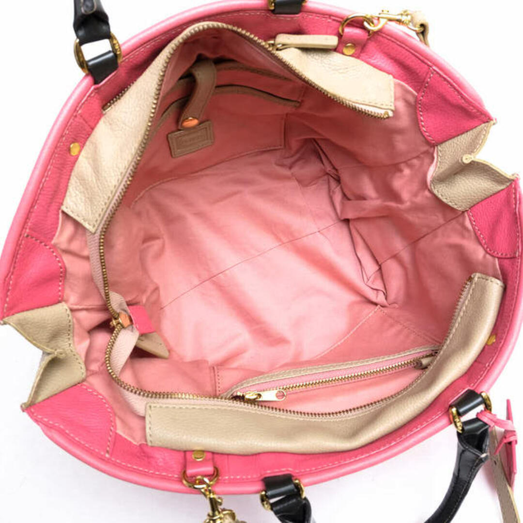 PotioR(ポティオール)のポティオール／PotioR バッグ ハンドバッグ 鞄 トートバッグ レディース 女性 女性用レザー 革 本革 ピンク エナメルハンドル 2way ショルダーバッグ レディースのバッグ(ショルダーバッグ)の商品写真