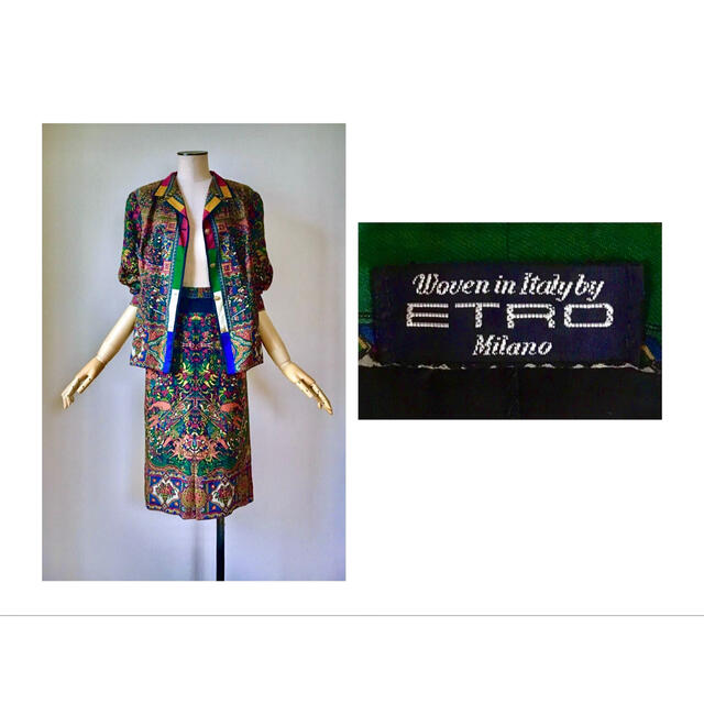 70s ETRO Setup Suits Jacket Skirt ヴィンテージ