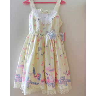 アンジェリックプリティー(Angelic Pretty)のdreamyベビールーム　jsk ボンネットセット　イエロー(ひざ丈ワンピース)