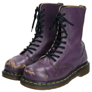 ドクターマーチン(Dr.Martens)の古着 ドクターマーチン Dr.Martens スチールトゥ 10ホールブーツ 英国製 UK4 レディース22.5cm /saa008889(ブーツ)