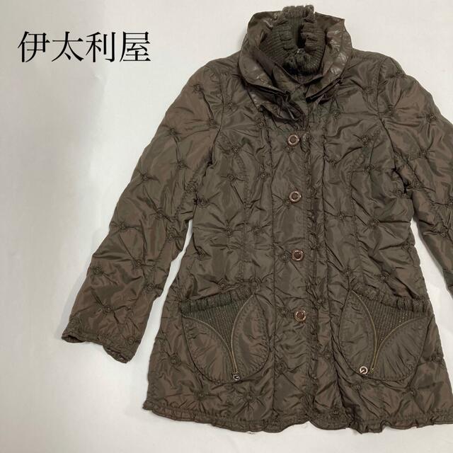 美品 伊太利屋 イタリヤ ダウンジャケット ミドル丈 コート 秋冬 総柄