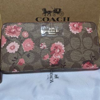 コーチ(COACH)のCOACH  長財布　シグネチャー　ピンクの花柄模様(財布)