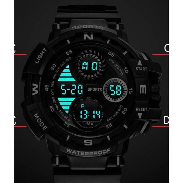 ★海外限定 黒×ゴールド ダイバーズ ビッグフェイス スポーツ 腕時計50m防水 メンズの時計(腕時計(デジタル))の商品写真
