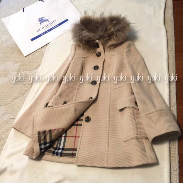 BURBERRY BLUE LABEL - バーバリーブルーレーベル ファー付ロングコートの通販 by ゆき's shop｜バーバリーブルー