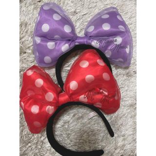 ディズニー(Disney)の【美品】2セット　ミニー　カチューシャ　ディズニー　水玉(カチューシャ)