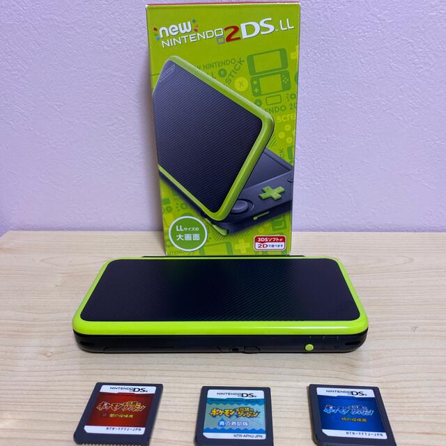 ニンテンドー 2DS LL ブラックライム ソフト3個セット-