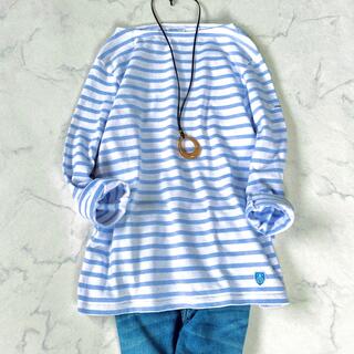 オーシバル(ORCIVAL)のオーシバル☆ボーダー ライトブルー バスクシャツ カットソー  サイズ2(Tシャツ/カットソー(七分/長袖))