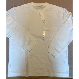 ユニクロ(UNIQLO)のUNIQLO クルーネックTシャツ(長袖)White(Tシャツ/カットソー(七分/長袖))