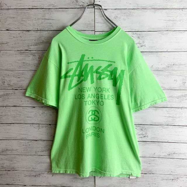 STUSSY(ステューシー)の【人気のミントカラー！】ステューシー ワールドツアー ビッグロゴ入り半袖Tシャツ メンズのトップス(Tシャツ/カットソー(半袖/袖なし))の商品写真