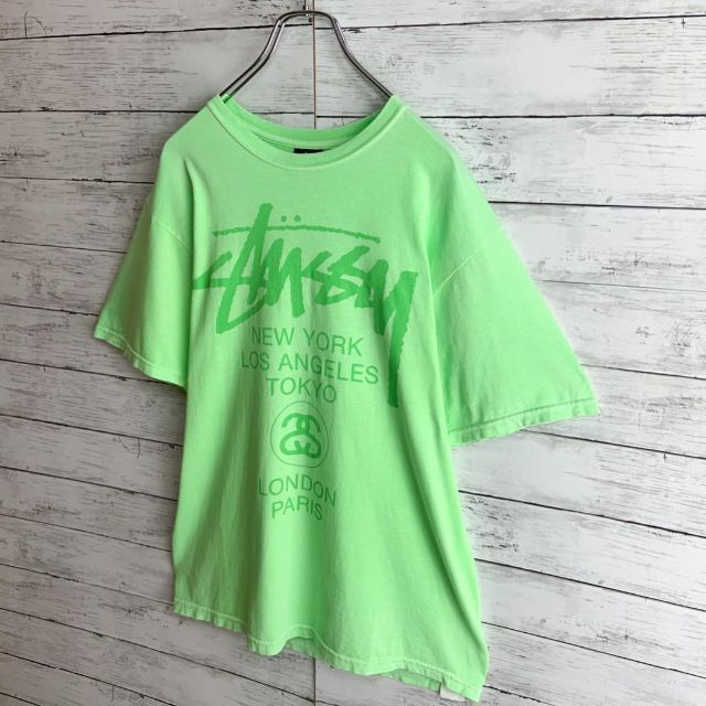 STUSSY(ステューシー)の【人気のミントカラー！】ステューシー ワールドツアー ビッグロゴ入り半袖Tシャツ メンズのトップス(Tシャツ/カットソー(半袖/袖なし))の商品写真