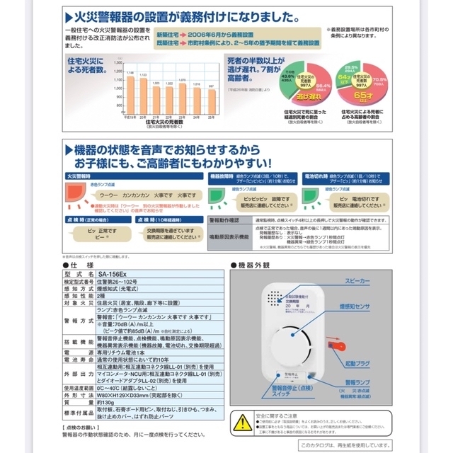 未使用　火災(煙式)警報器  SA-156Ex  3個セット 2