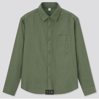 ユニクロ(UNIQLO)のツイルワークシャツ（長袖）オリーブ(ブラウス)