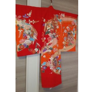 七五三　宮参り　祝着　長襦袢　鼓花鳥文　暈し染め　金彩(和服/着物)