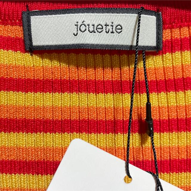 jouetie(ジュエティ)のjouetie カラースナップフィットニット　レッド　ボーダー　M 新品 レディースのトップス(ニット/セーター)の商品写真