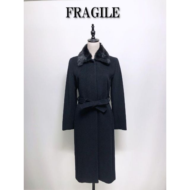 517 FRAGILE フラジール ステンカラーコート 38 黒 ブラック 人気の