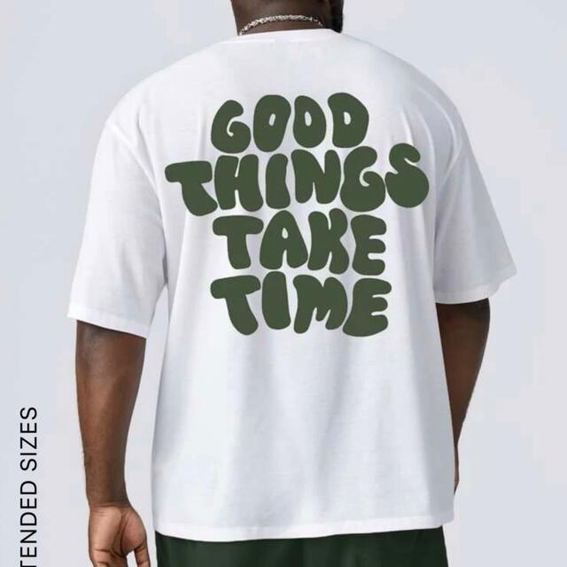 新品！GOOD THINGS TAKE TIME Tee White Green メンズのトップス(Tシャツ/カットソー(半袖/袖なし))の商品写真