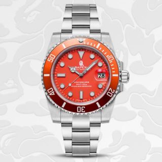 アベイシングエイプ(A BATHING APE)の送料無料 BAPE BAPEX TYPE1 ORANGE(腕時計(アナログ))