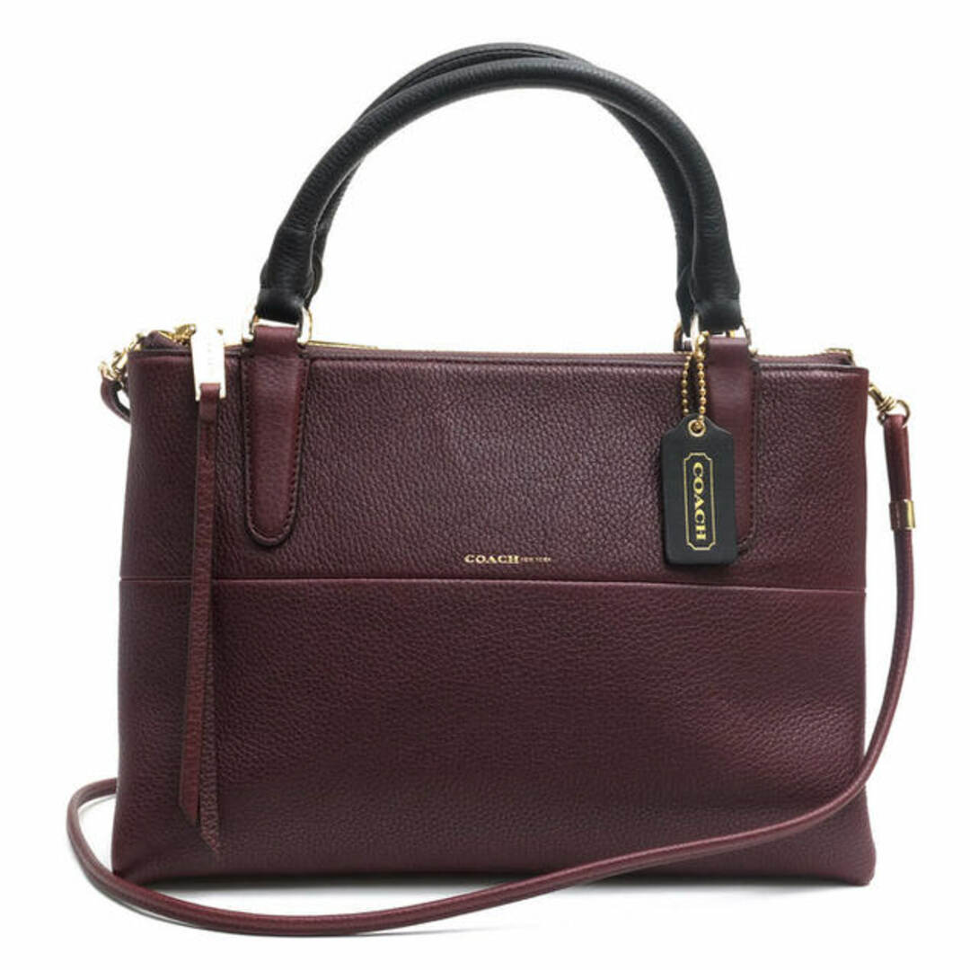 超美品 COACH コーチ レザートートバッグ ショルダーバッグ ボルドー