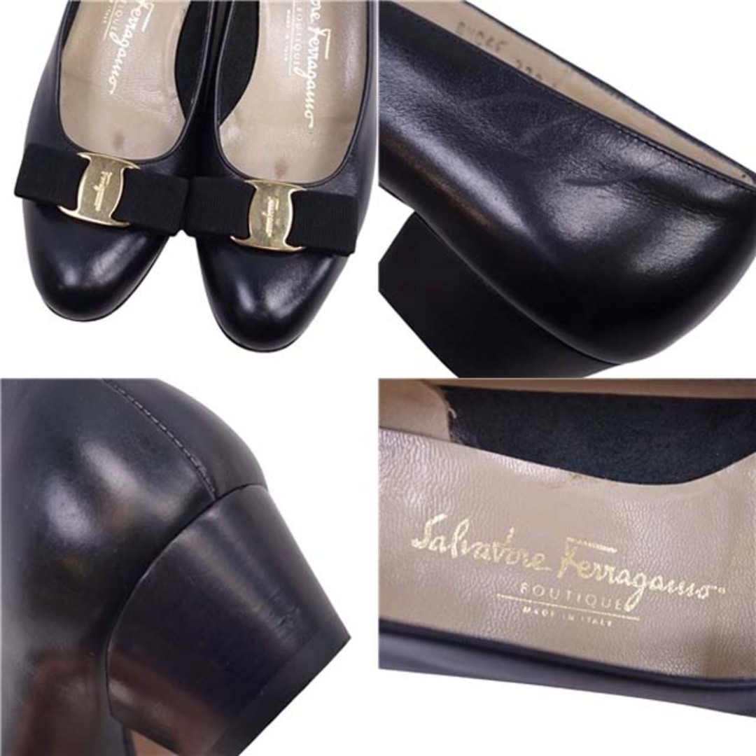 Salvatore Ferragamo(サルヴァトーレフェラガモ)のサルヴァトーレ フェラガモ パンプス ヴァラ レザー レディース 6.5C 黒 レディースの靴/シューズ(ハイヒール/パンプス)の商品写真