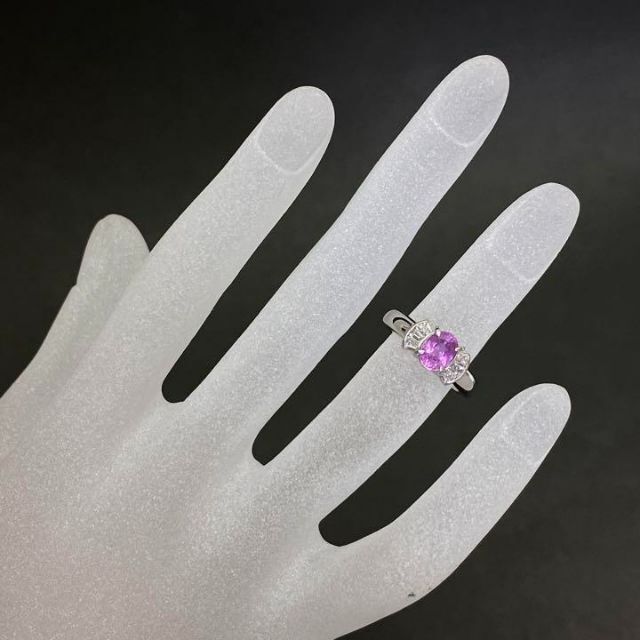 プラチナ 天然ピンクサファイアリング 1.02ct 保証書付き サイズ10号-