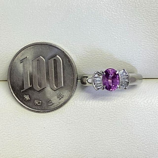プラチナ 天然ピンクサファイアリング 1.02ct 保証書付き サイズ10号