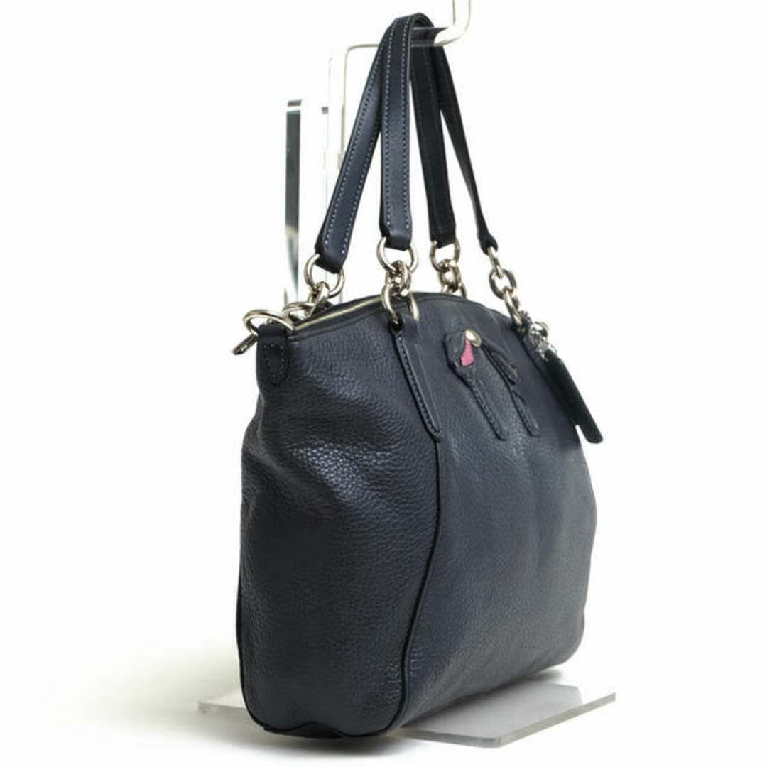 コーチ/COACH バッグ ハンドバッグ 鞄 トートバッグ レディース 女性 女性用レザー 革 本革 ネイビー 紺 F28969 Small Kelsey Satchel With Bow Chalk スモール ケルシー サッチェル リボン アップリケ シボ革 シュリンクレザー 2