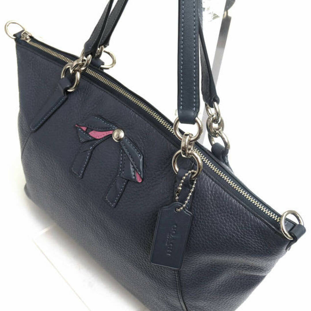 コーチ/COACH バッグ ハンドバッグ 鞄 トートバッグ レディース 女性 女性用レザー 革 本革 ネイビー 紺 F28969 Small Kelsey Satchel With Bow Chalk スモール ケルシー サッチェル リボン アップリケ シボ革 シュリンクレザー 4