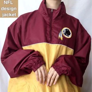 NFL☆ナイロンジャケット 古着 90s ゆるだぼデカロゴ ハーフジップ az9 ...