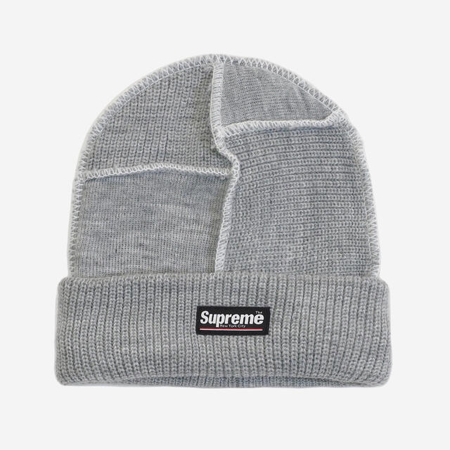 SUPREME paneled seam beanie 20AW greyニット帽/ビーニー