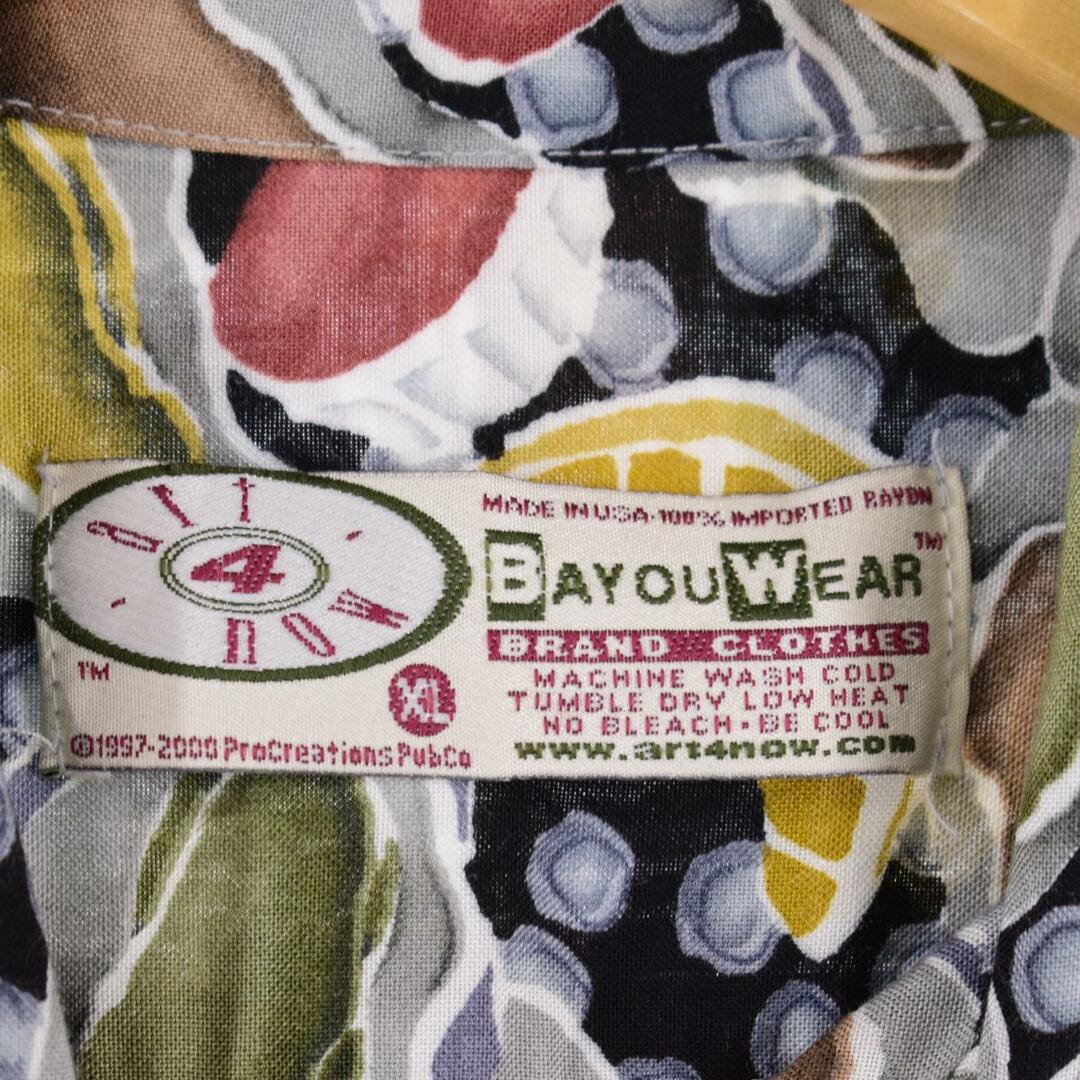 BAYOUWEAR 総柄 半袖 レーヨンシャツ ボックスシャツ USA製 メンズXL /eaa270170