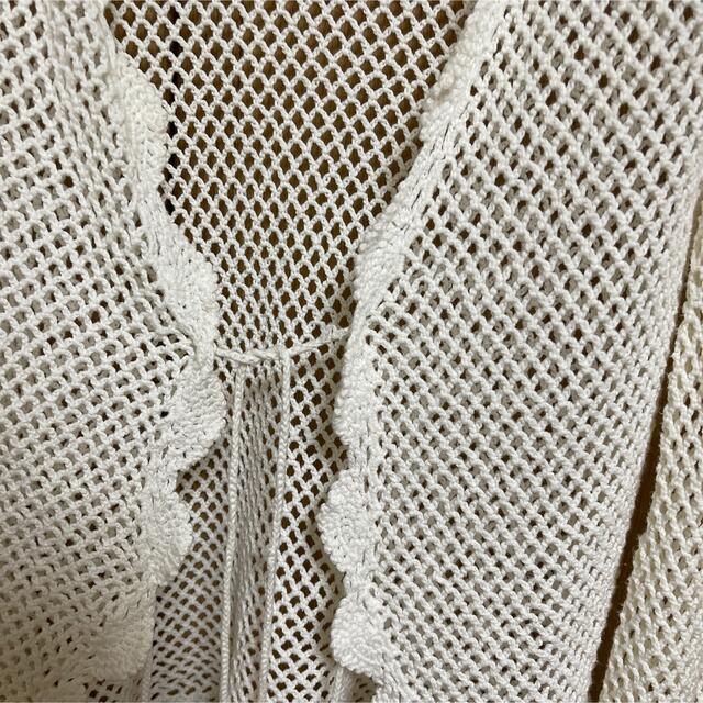 GSIクレオス ホワイト編み編みカーディガン 羽織り レディースのトップス(カーディガン)の商品写真