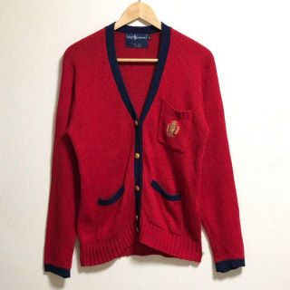 ポロラルフローレン(POLO RALPH LAUREN)のポロラルフローレン　Vネック　レトロ　90s ワンポイントロゴ　カーディガン　赤(カーディガン)