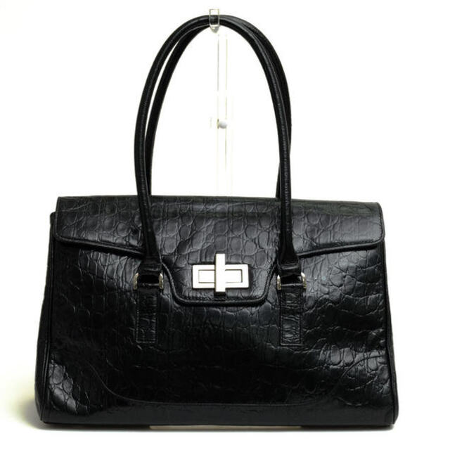 BARNEYS NEW YORK - バーニーズニューヨーク／BARNEYS NEWYORK バッグ ハンドバッグ 鞄 トートバッグ レディース 女性 女性用レザー 革 本革 ブラック 黒  フラップ式 クロコ型押し