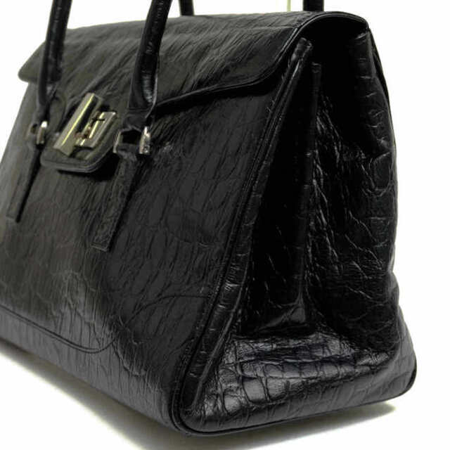 バーニーズニューヨーク/BARNEYS NEWYORK バッグ ハンドバッグ 鞄 トートバッグ レディース 女性 女性用レザー 革 本革 ブラック 黒 フラップ式 クロコ型押し 3