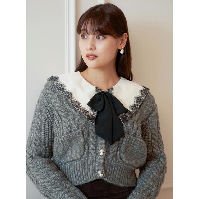 herlipto Double Bow Cable Knit Cardigan - カーディガン